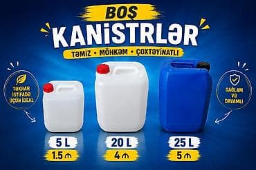 Boş plastik kanistrlər — 5L, 20L və 25L Açıqlama: Müxtəlif həcmli boş