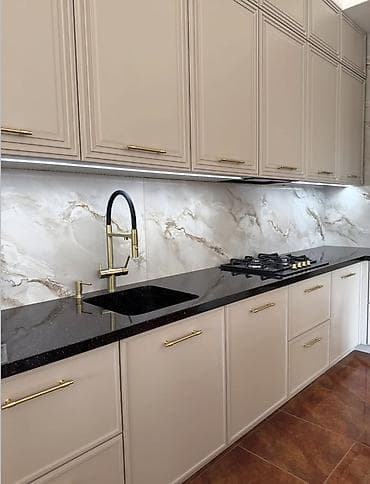 bağlama: Klassik-modern üslubda mətbəx mebel dəsti - Dizayn: Sakit bej rəng — 2