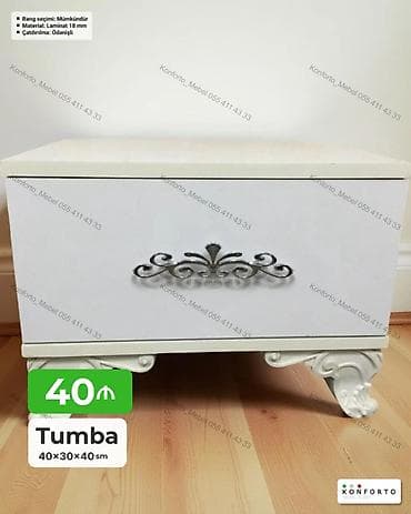 kitab refi: Tumba – 40×30×40 sm - Klassik dizaynlı, dekorativ ayaqlar və ön — 1