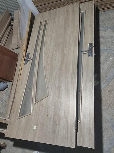mdf panel: 4 ədəd MDF laminat qapı dəsti – palıd teksturalı, şüşəli dizayn və — 1