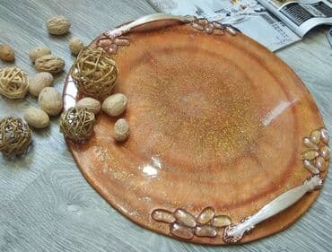 Çaydanlar və qəhvədanlar: Yeni el isi podnos. Epoksi islemeli. Umumi diametri 39sm. Toy nisan — 2