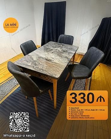 Mətbəx üçün, Açılan, 4 stul