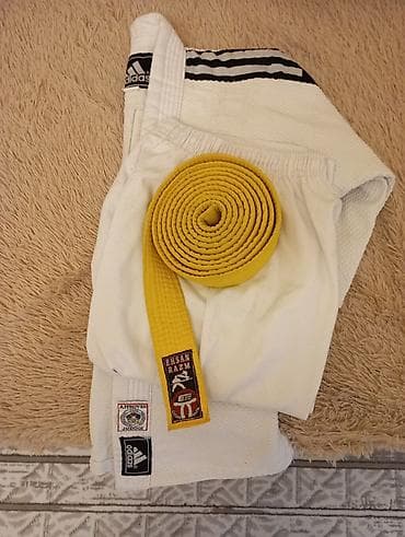 Личные вещи: Adidas judogi dəsti - Brend: Adidas - Rəng: ağ (üst və şalvar), sarı — 2