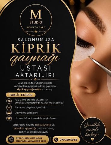 Kiprik ustası tələb olunur, Faiz, 1-2 illik təcrübə — 1