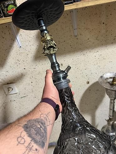 Şüşə kolba və metal gövdəli nargilə Russia istehsali mini maklaud -