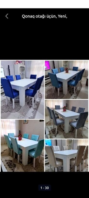 gencede heyet evleri: Qonaq otağı üçün, Yeni, Açılmayan, Dördbucaq masa, 6 stul — 3
