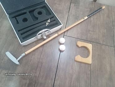 Masaüstü/otaq üçün mini qolf dəsti - Tam dəst: alüminium çamadan, 3