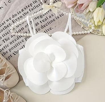 qelem etek donlar: Ağ rəngli qız uşağı üçün büstqalter/krop-top - Model: nazik çiyin — 2