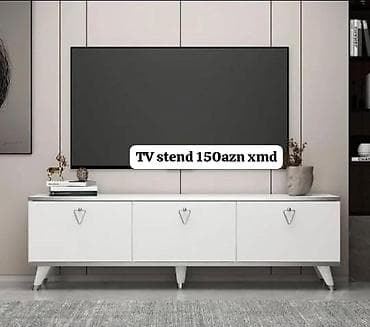 TV stend – 150 AZN - Rəng: ağ - Üslub: minimalist, müasir - Üst səth