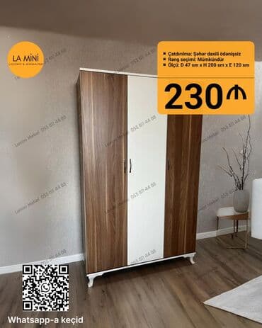 əşya alıram: Yeni, Açılan, 3 qapılı Düz dolab, Qarderob, paltar dolabı, Azərbaycan — 1