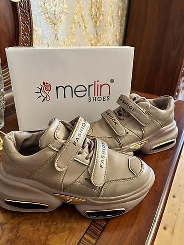 kros: Merlin Shoes qadın krossovkaları - Rəng: bej - Üst material: yumşaq — 1