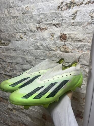 ВАЗ (ЛАДА): Adidas krampon – bağlamsız model - Rəng: neon yaşıl/ağ, qara üç zolaq — 1