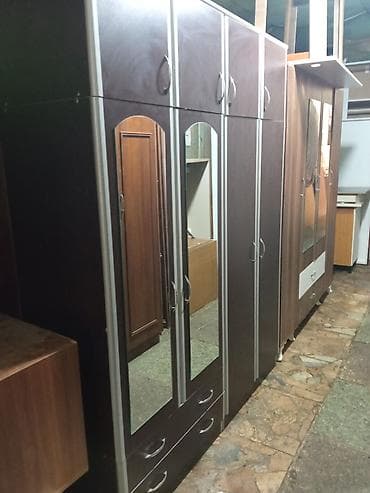 yataq otağı ucun dolaplar: 3 qapılı, Güzgülü, Ağ, Digər material, Açılan, Düz dolab — 9