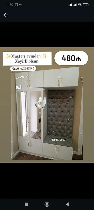 Yeni, 2 qapılı, Güzgülü, Ağ, Açılan, Düz dolab lalafo.az -da Yeni, 2 qapılı, Güzgülü, Ağ, Açılan, Düz dolab