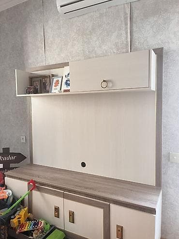 TV stendi və saxlama modulu - Material: laminat/MDFlam ağ-qəhvəyi — 1