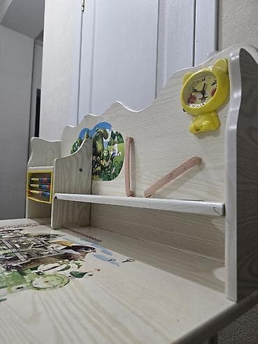 Uşaq üçün yazı‑oxu dəsti – masa və skamya. Taxtadır, dəmir deyil — 4