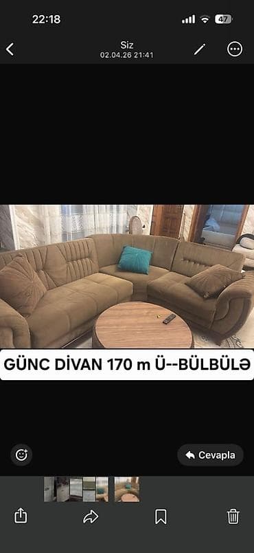 usdular: Künc divan, Qonaq otağı üçün, Açılmayan — 1