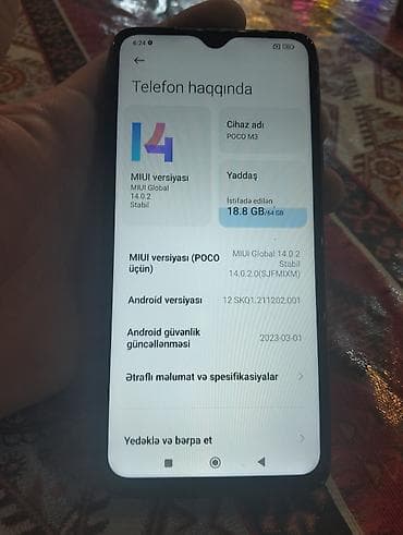 tv box android: Poco M3, 64 GB, rəng - Qara, Barmaq izi, Zəmanət, Düyməli — 1