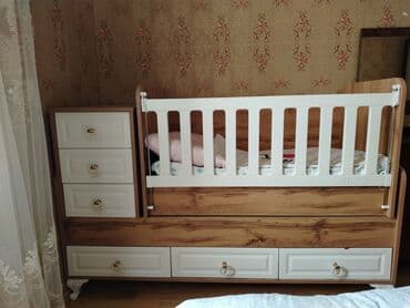 купить кровать трансформер: Oğlan və qız üçün, Dördbucaq, Beşik, Dəst ilə, Matrassız, Yellənmə mexanizmsiz — 6