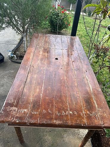 taxta stullar: Stol-150 AZN Stul biri-40 azn Taxta yemək/bağ masası - Material: tam — 3