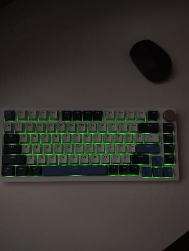 server qiymetleri: Ajazz AK75 Pro White & Blue | RGB | Huano × Ajazz Blue Linear — 8