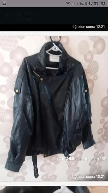 Qadın ayaqqabıları: Dəri kurtka, Bershka, XL — 3