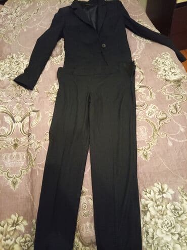 гипюровые женские костюмы: Qadın kostyumu – şalvar və pencək dəsti 38 razmer - Rəng: tünd qara — 1