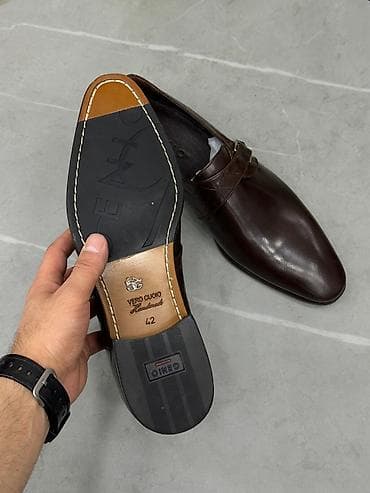 Ayaqqabılar: Kişi klassik ayyaqqabısı – tünd qəhvəyi rəng - Model: monk strap (tək — 3