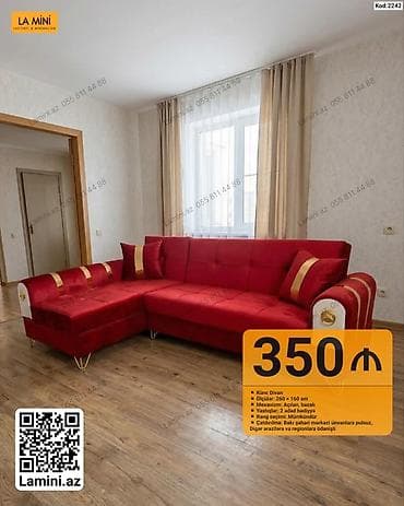 Künc divan – La Mini - Ölçü: 260 × 160 sm - Mexanizm: açılan, bazalı