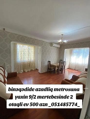 sumqayitda ucuz evler: Binəqədide azadliq metrosuna yaxin 9/2 mertebesinde 2 otaqli ev 500 — 1
