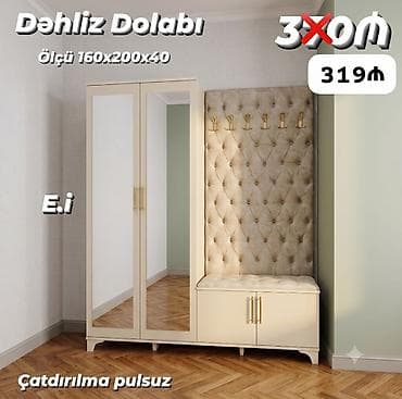 Dəhliz dolabları: Dəhliz dolabı – ölçü 160×200×40 sm - İkili qapılı şkaf bölməsi — 1