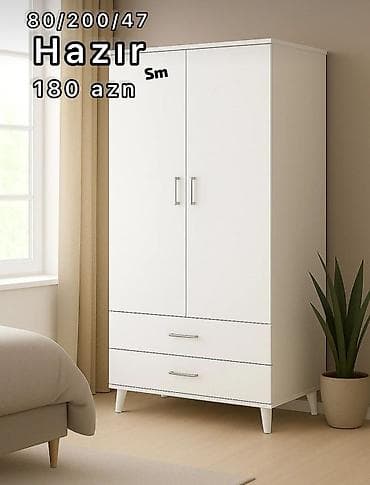 dolab gence: 2 qapılı, Siyirməli, Ağ, Taxta, Açılan, Düz dolab — 1