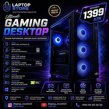 🎮 Gaming Desktop PC — Ryzen 7 5700X / RTX 3070 🔥 Güclü və yüksək