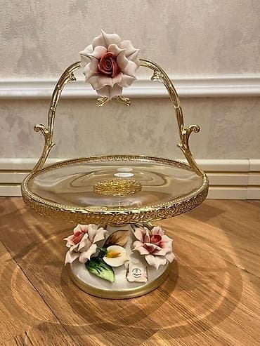 gold pişik: Tort və şiriniyyat qabı, rəng - Qızılı, Xrustal, İtaliya — 2