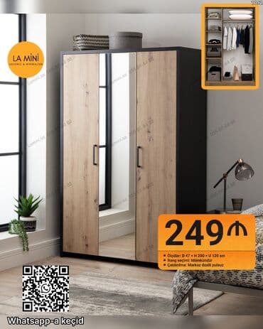 Açılan, 3 qapılı Düz dolab, Qarderob, paltar dolabı