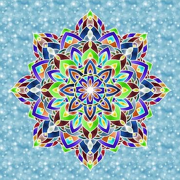 fon: Rəngli mandala divar sənəti – 4 ədəd rəqəmsal illüstrasiya dəsti — 6