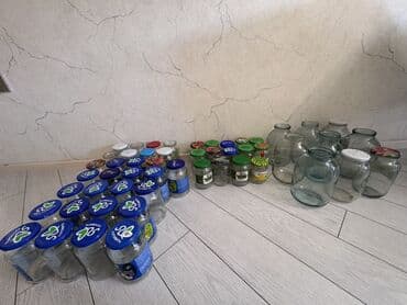 Digər mətbəx aksesuarları: Şüşə bankalar dəsti - Müxtəlif ölçülərdə şüşə bankalar: kiçik, orta — 1