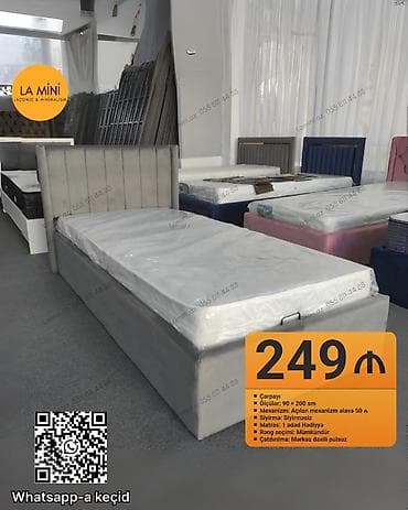 Təknəfərlik çarpayı, Bazalı, Matras ilə, Siyirməsiz