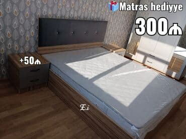 taxt: Yeni, İkinəfərlik çarpayı, Matras ilə, Siyirməsiz, Azərbaycan — 2