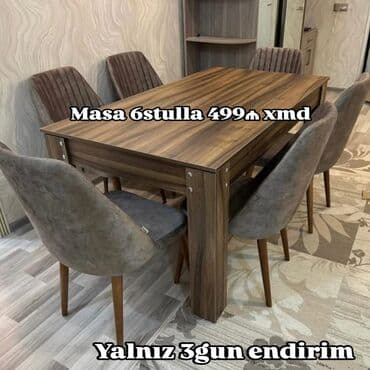 Qonaq otağı üçün, Açılmayan, Dördbucaq masa, 6 stul