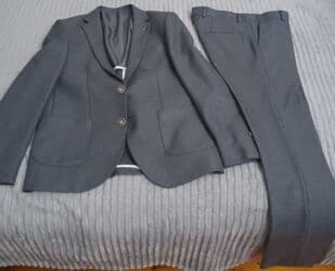 göy rəngli kişi cemperləri: Kişi kostyumu – 2 hissə - Rəng: tünd boz/boz qrafit - Dəst: pencək + — 1