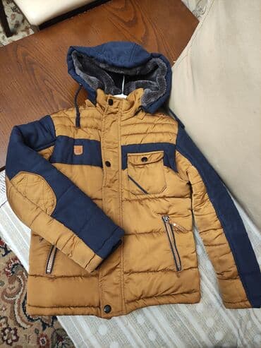 утепленная детская куртка: Uşaq qış gödəkçəsi - Rəng: karamel-qəhvəyi və tünd göy kombinasiyası — 2