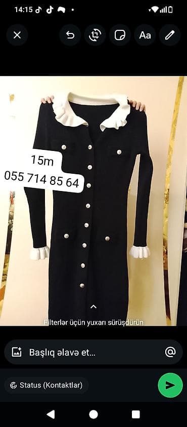 Alt paltarı: Qadın paltarları – dəbdəbəli klassik modellər 1) Qara trikotaj don - — 2