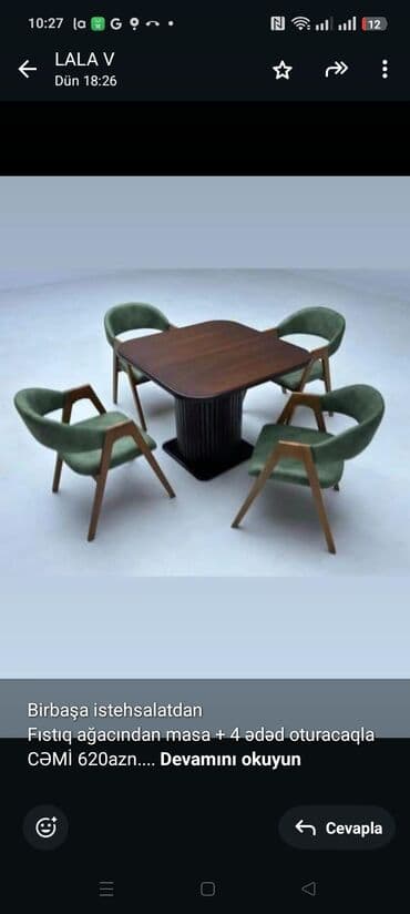 стол для наращивания ногтей: Birbaşa istehsalatdan Fıstıq ağacından masa + 4 ədəd oturacaqla CƏMİ — 1