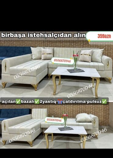 termo gəncə: Künc divan, Yeni, Açılan, Bazalı, Parça, Ünvana pulsuz çatdırılma — 2