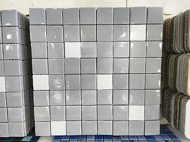 misar dasi: Mozaik keramika plitələr – boz və ağ qarışıq - Format: kvadrat mozaik — 1