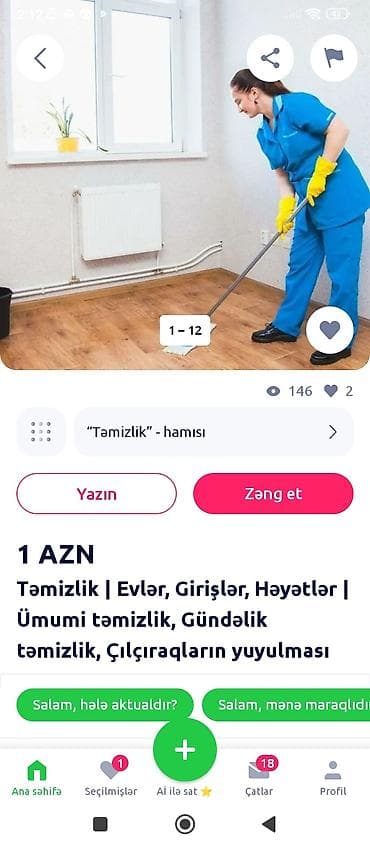 quyu qazan usta: Xidmət: Peşəkar təmizlik Tətbiq sahələri: - Ev və mənzillərin — 3
