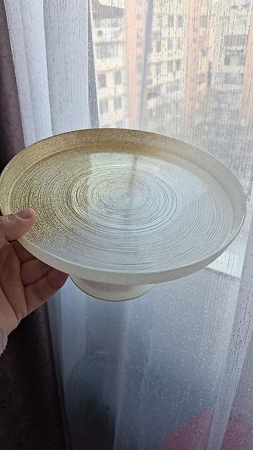 Tort və şiriniyyat qabı, rəng - Ağ, Şüşə