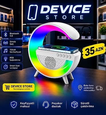 RGB işıqlıdır Bluetooth 5.0 portativ akustik kalonka və simsiz şarj