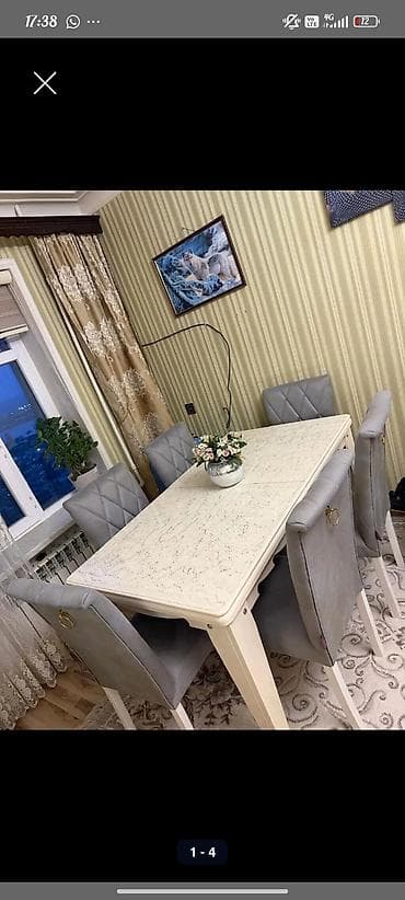 stulla: Qonaq otağı üçün, Yeni, Açılan, Dördbucaq masa, 6 stul — 2
